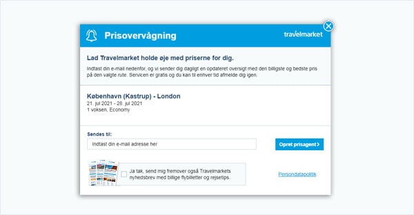 Overvåg flypriserne med en prisagent